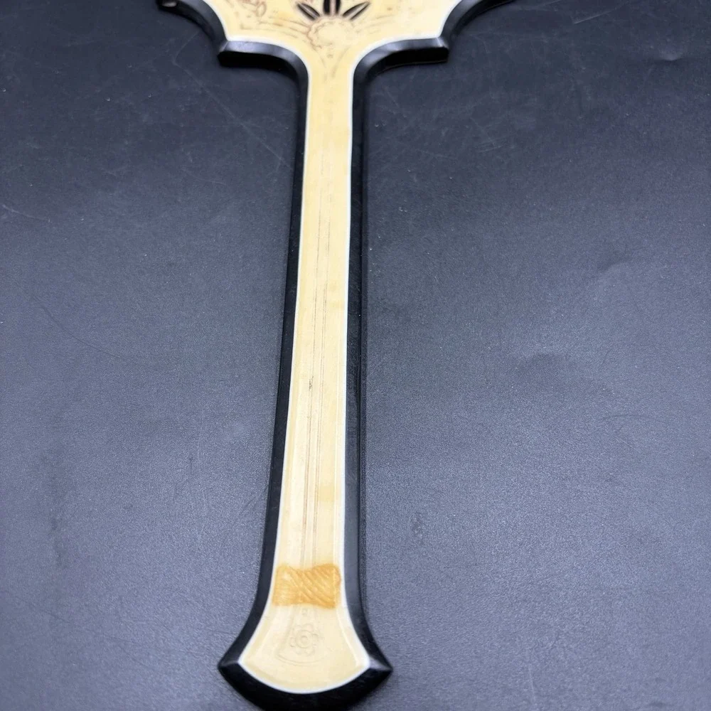 Vintage Art Deco Celluloid Or French Ivory Hand-Held Vanity Mirror Long Handle